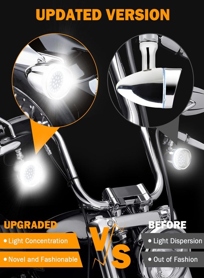 PBYMT Smoke Turn Signal Lens Cover 2" Bullet Visor-Style Chrome Bezels Compatible for Harley Touring Dyna Street Glide Road King Road Glide Softail Sportster Custom Cruiser 2000-2024 (4pcs) - Image 5